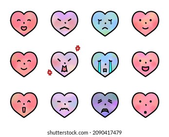 A set of hearts that reveal the expression of the heart