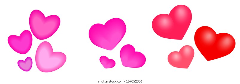set of hearts Valentine's day