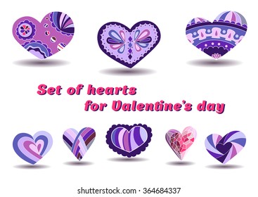 Set of hearts for Valentine's day