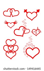 set of hearts Valentine's day on a white background