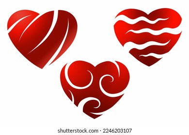 set hearts valentines day vecor illustration 