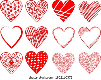 Set of hearts for Valentine's Day. Vector clip art for February 14