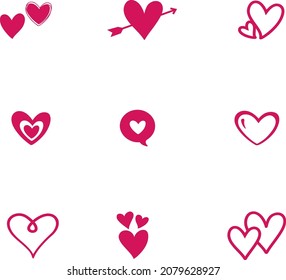 Set of hearts for Valentine's Day. Vector image