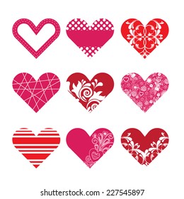 set of hearts for valentines day. vector