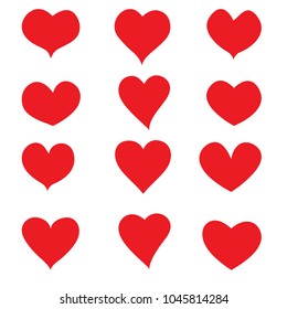 Set of hearts, vector icon.