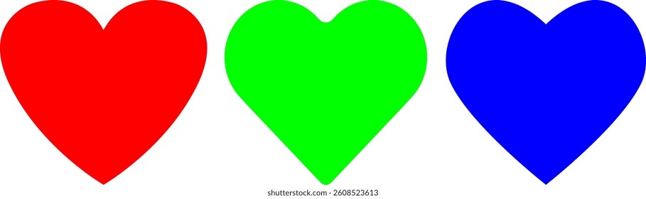 set of hearts vector without background different colors