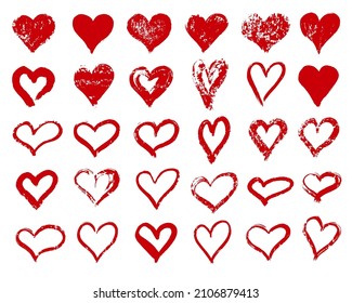 Juego de corazones.Icono dibujado a mano, aplicable al diseño del día de San Valentín.Concepto moderno.