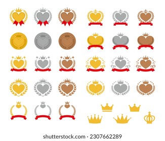 Set of heart-shaped ranking icons, vector illustration