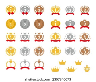 Set of heart-shaped ranking icons, vector illustration