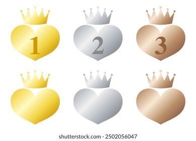 Conjunto de iconos de ranking en forma de corazón, Ilustración vectorial