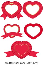 Set of heart-shaped rosettes isolated on white background