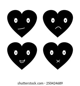 Set of heart-smileys. Vector illustration.
