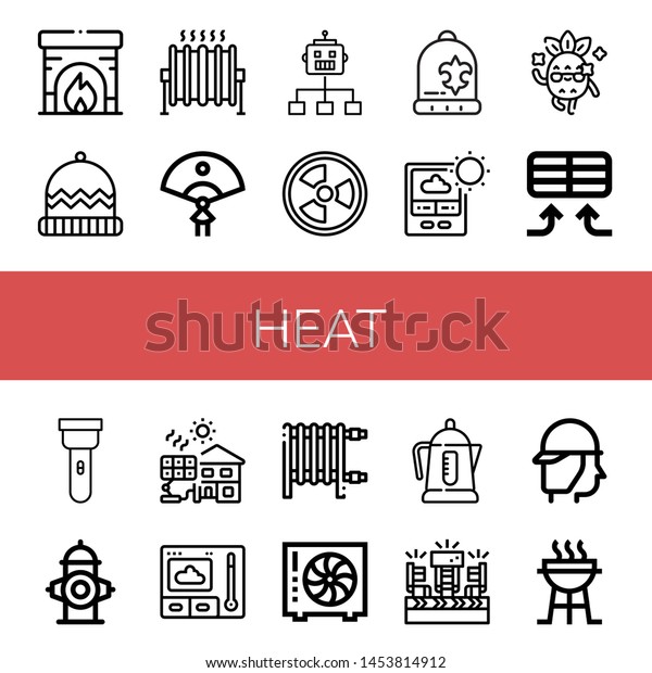 Set Heat Icons Such Fireplace Winter Stock Vector Royalty Free