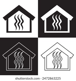 Set of heat icons. Wavy up arrows symbols, steam moving up. Heat wave of steam, heat arrows, superheated steam, hot air flow. Vector illustration.  EPS 10