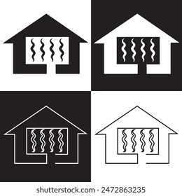 Set of heat icons. Wavy up arrows symbols, steam moving up. Heat wave of steam, heat arrows, superheated steam, hot air flow. Vector illustration.  EPS 10