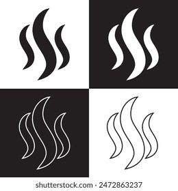 Set of heat icons. Wavy up arrows symbols, steam moving up. Heat wave of steam, heat arrows, superheated steam, hot air flow. Vector illustration.  EPS 10