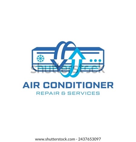 Set of heating and cooling logos for repair and services Air Conditioner, Design Vector.