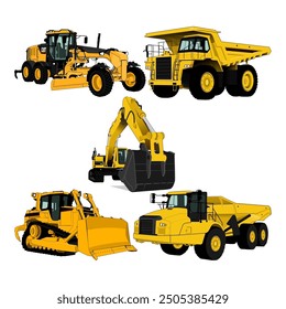 Set of Heavy Equipment Construction Machinery Logo