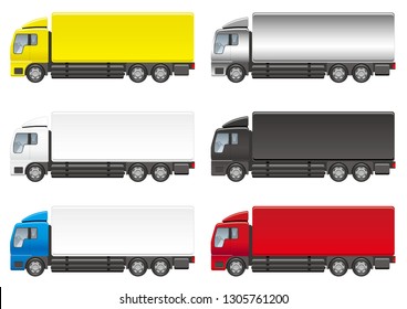 Set of heavy trucks, vector illustration.