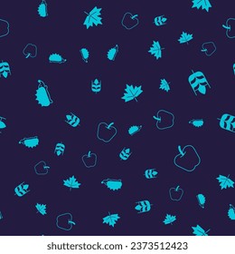 Ponga Hedgehog, Trigo, hojas de arce canadienses y Apple en un patrón sin fisuras. Vector