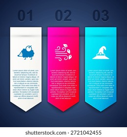 Set Hedgehog, Windy weather and Witch hat. Business infographic template. Vector