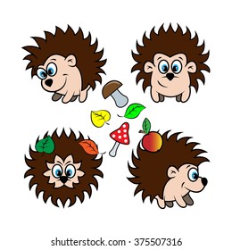 Set of hedgehogs.Vector illustration.