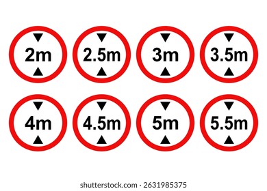 Set of Height restriction sign. Vector illustration design.