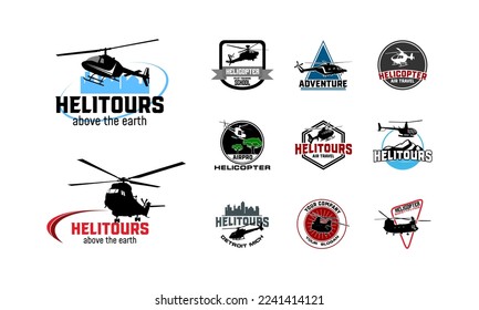 Set of Helicopter Logo designs badge Vector template,