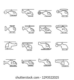 Set of helicopter Related Vector Line Icons.  - Vector 