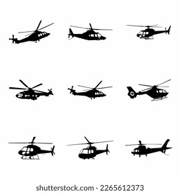 set of helicopter silhouette vector free