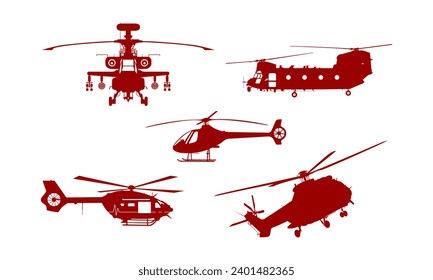 set of helicopter silhouettersvector free	