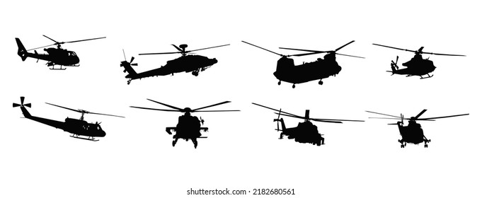 A set of Helicopter vector silhouette 