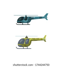 Set of Helicopters icon, flat design helicopters, vector illustration, isolated on white background