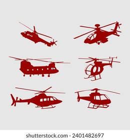 conjunto de helicópteros silueta libre de vectores	
