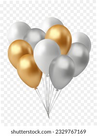 Set of helium balloon. Frosted party balloons for event design. Balloon Party decorations for birthday, anniversary, celebration. Festive Balloons.