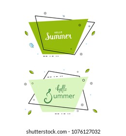 Set of Hello Summer banners. Vector illustration.