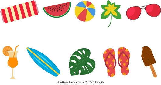 Set of Hello Summer Beach Party Ejoy Holiday Season Elements