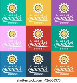 Set Hello Summer with colourful background,vector illustration