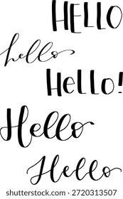 Set of hello text handwritten illustration simple