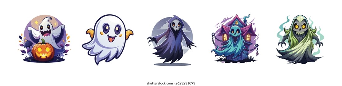 Set Helloweem Icons Charakter, Witch, Pempkin and Ghost