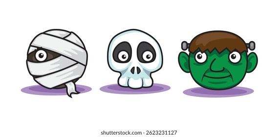 Set Helloweem Icons Charakter, Witch, Pempkin and Ghost