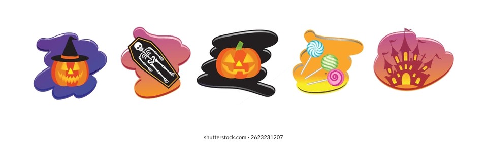 Set Helloweem Icons Charakter, Witch, Pempkin and Ghost