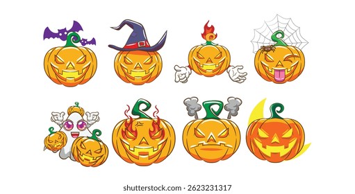 Set Helloweem Icons Charakter, Witch, Pempkin and Ghost
