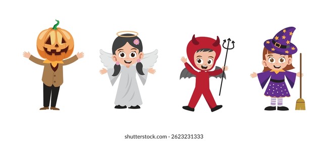 Set Helloweem Icons Charakter, Witch, Pempkin and Ghost