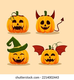 a set of helloween anchor illustrations with various expressions