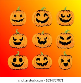 Set Helloween Pumpkins for Halloween day