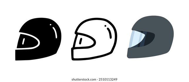 Set of Helmet cartoon doodle, Vector.