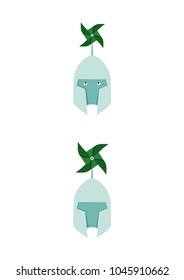 Set of Helmet illustration with windmill on top on white background
