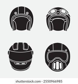 set of helmet motorcycle icons good for logo, silhouette design, element design, etc