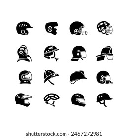 set of helmet silhouette vector icon